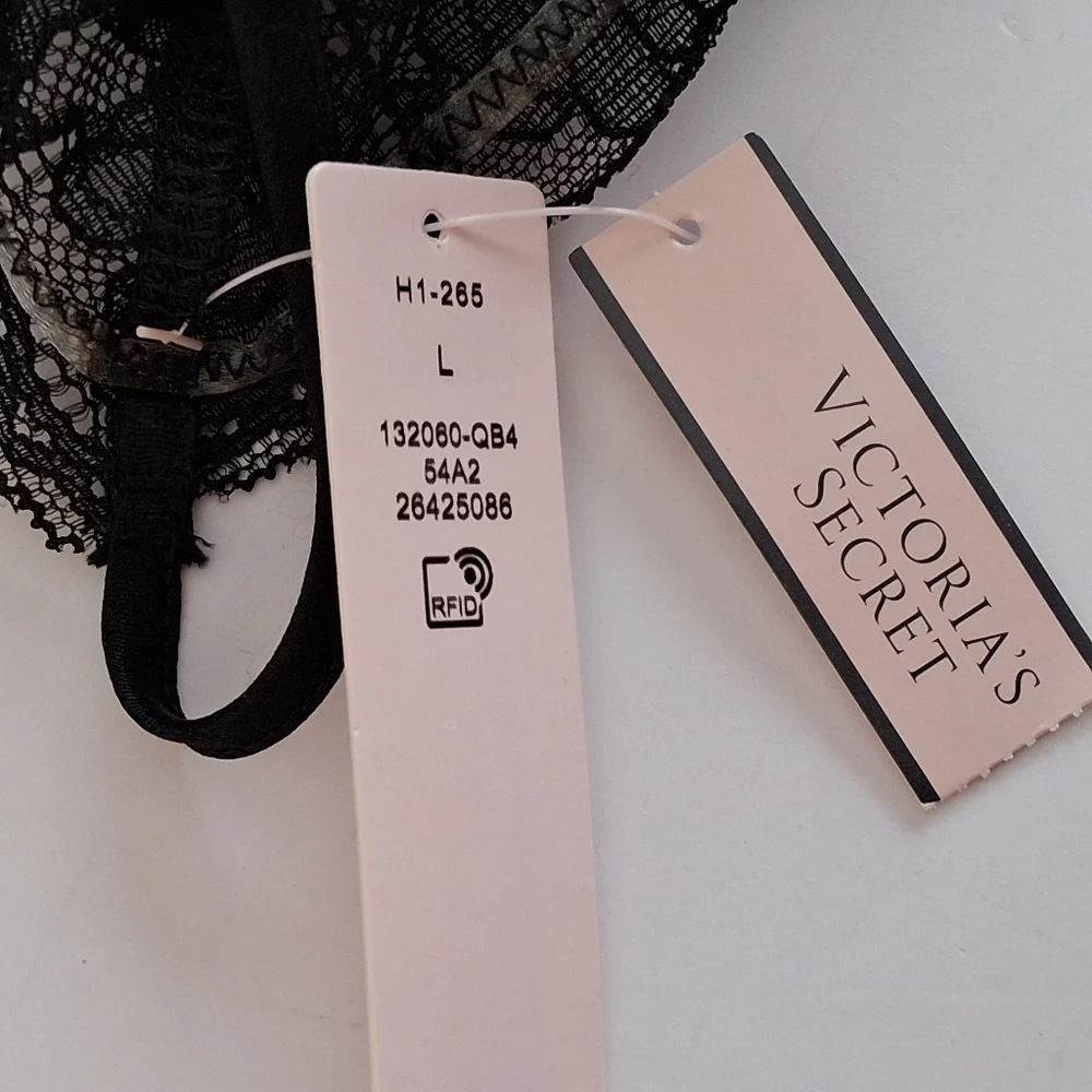 NEW Victoria's Secret High Leg Lace Thong Bodysuit Sz Lg Black NWT